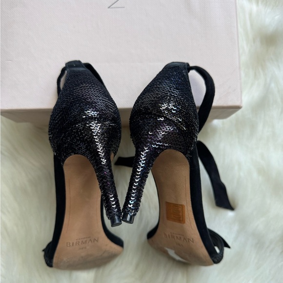 Alexandre Birman Clarita Bow Sequin Embellished Suede Sandals Tie Knot Ankle - Picture 3 of 5